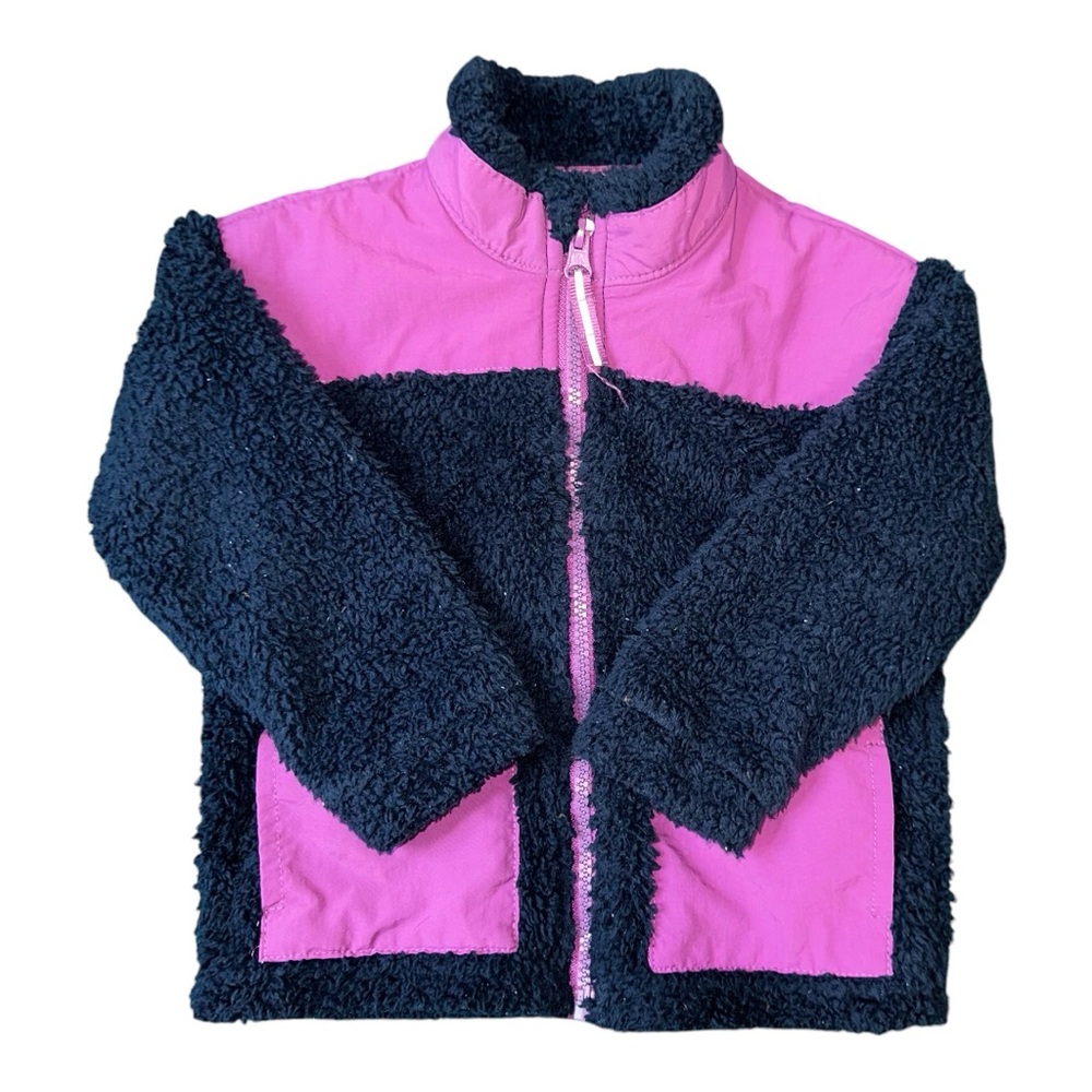 Cat & Jack Navy & Fuchsia Sherpa Jacket, Size 2T Girls, Great Used Condition